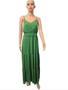 L Love Sleeveless Tiered Smocked Waist Fairycore Maxi Dress Sx M